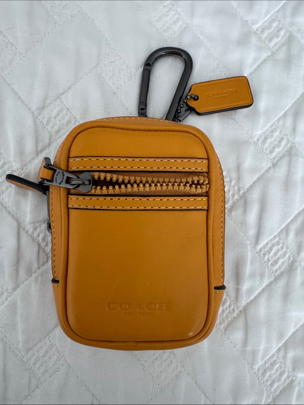 Coach Leather Belt Bag Pouch in Mustard Tan with Black Hardware